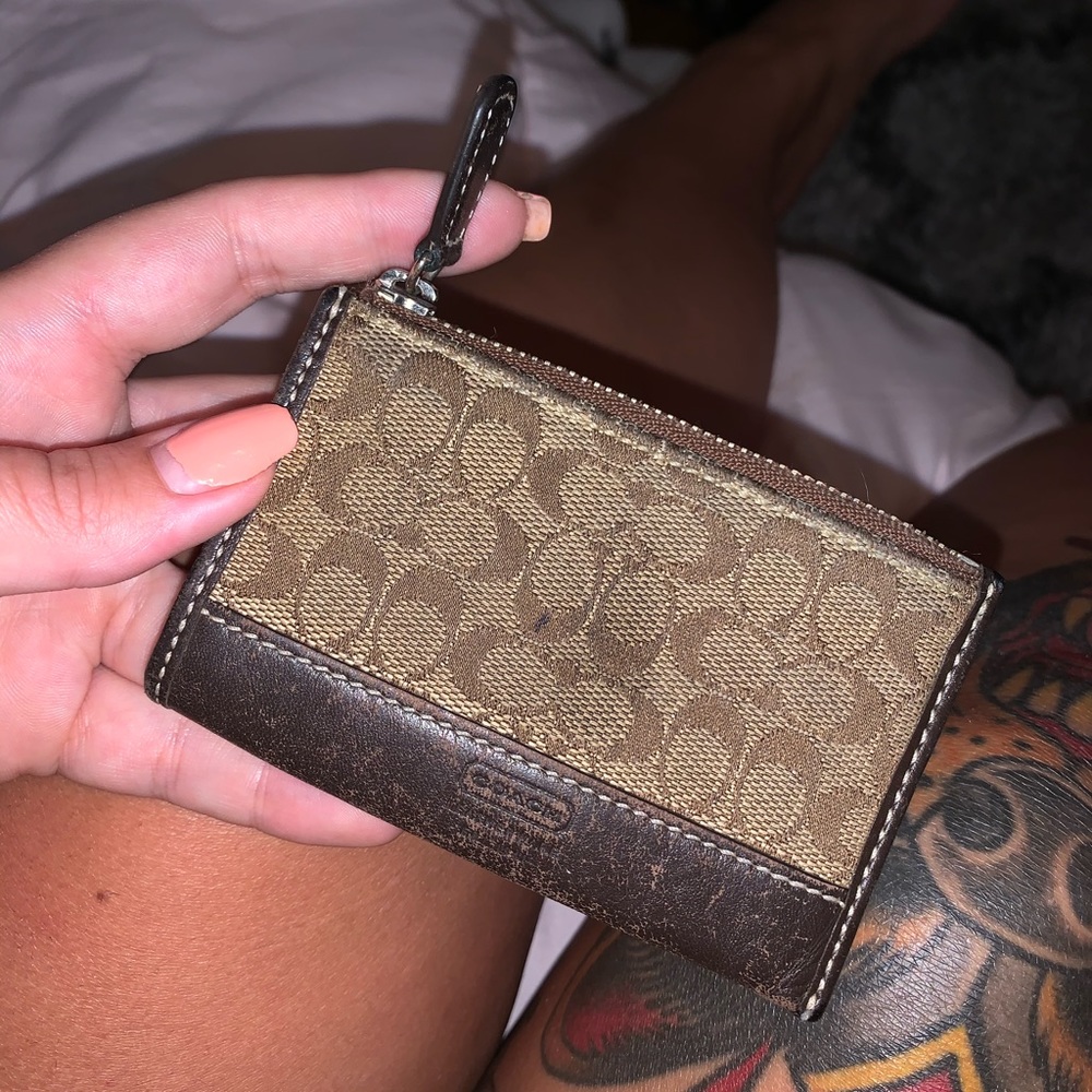 Coach coin and card purse with key ring